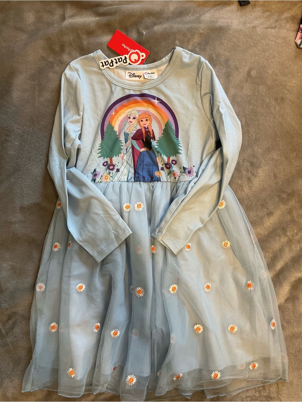 PatPat Light Blue Disney Anna & Elsa Daisy Tulle Dress